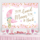 Wir Sind Geliebt Mond Zu Der Zurück Rosa Babydusche Hintergrund
